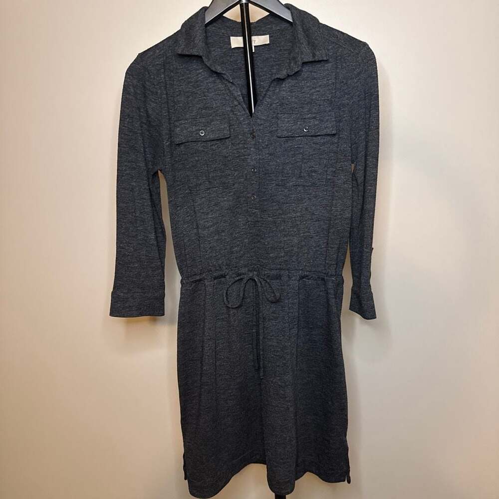 Ann Taylor LOFT Women's Gray Heathered Button-Down Shirt‎ Dress-S